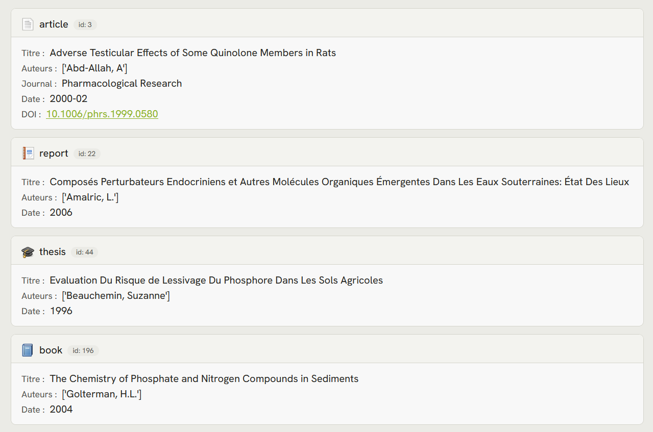Capture d'écran de la page des détails d'une molécule